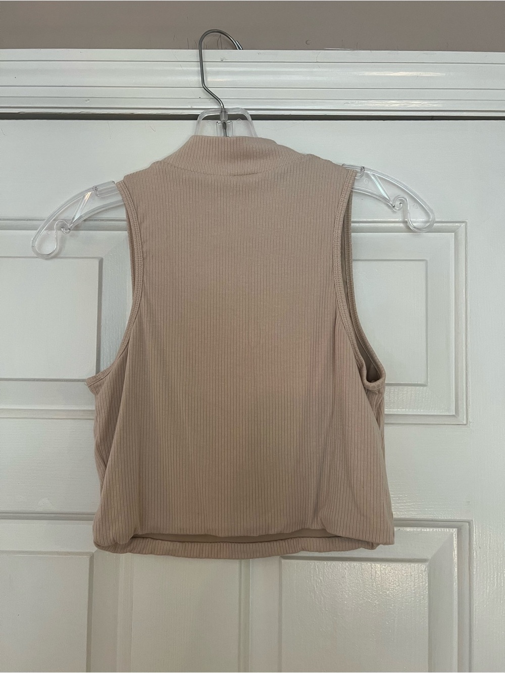 Klassy Network Beige Mock Neck Ribbed Tank - Picture 3 of 4